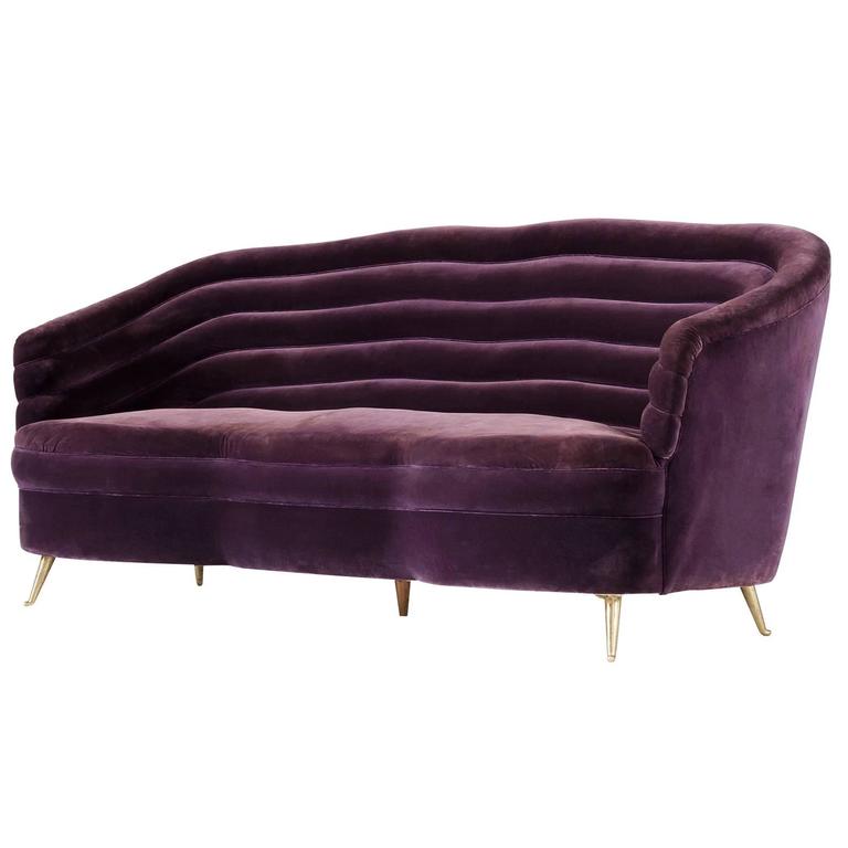 Andrea Busiri Vici Purple Velvet Sofa For Sale at 1stdibs