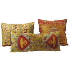 19th Century Silk Embroidery Pillows