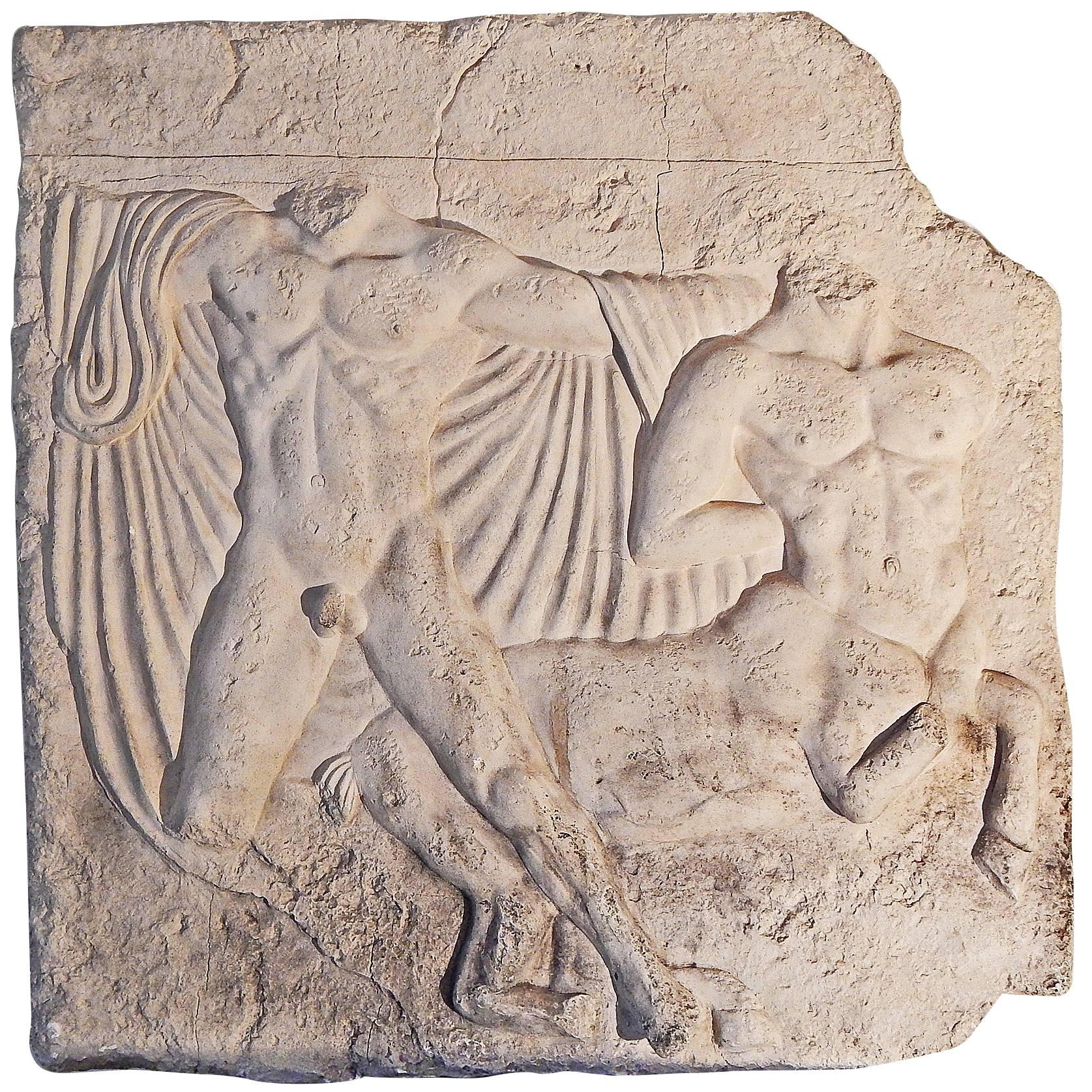 "Centaur and Nude," Fabulous, 38" Mid-Century Take on Greek Fragment