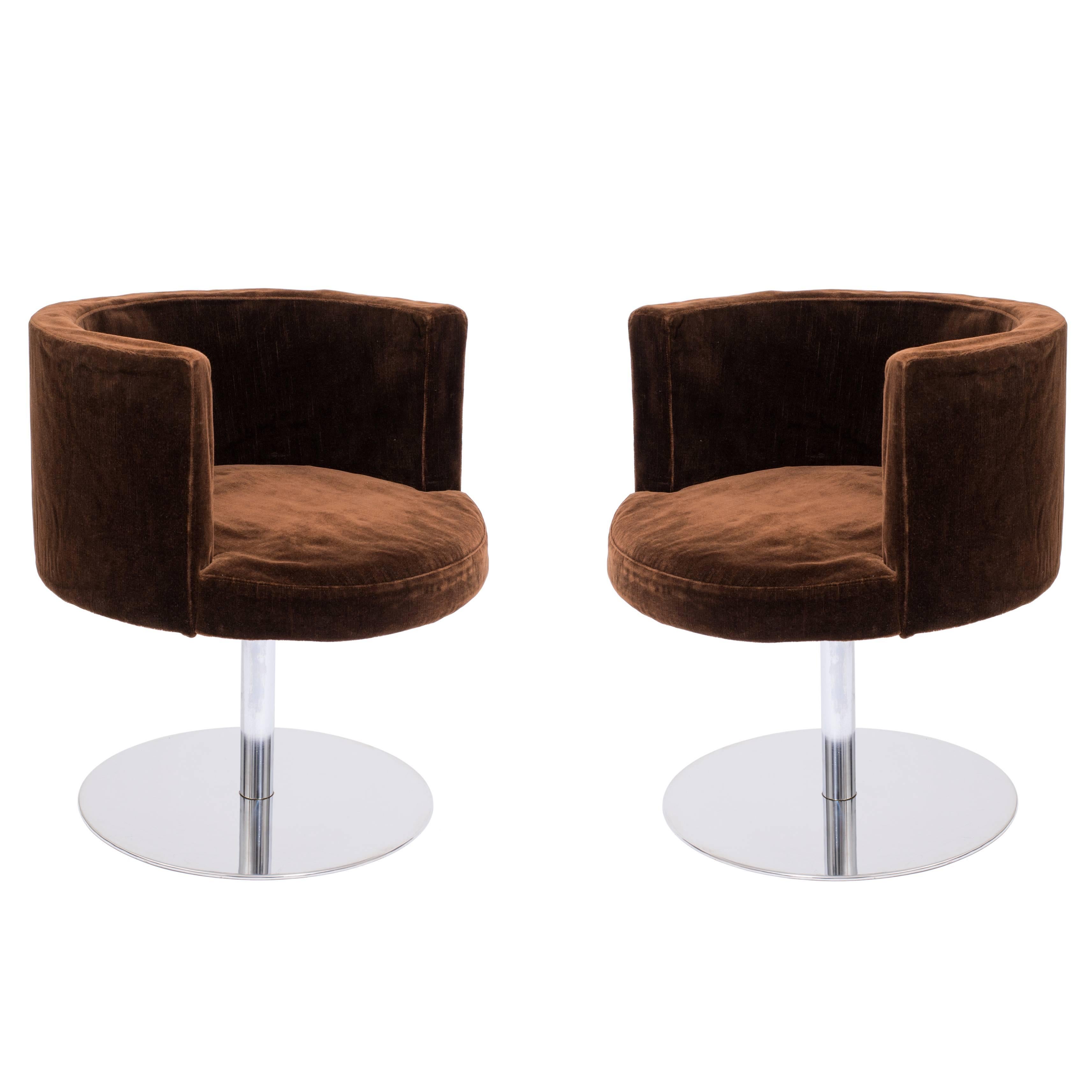 Pair of Harvey Probber 'Fraschini' Swivel Chairs in Stainless Steel