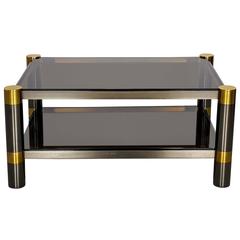 Karl Springer Coffee Table in Rare Gunmetal and Gold Tone Finish, Signed, 1970s