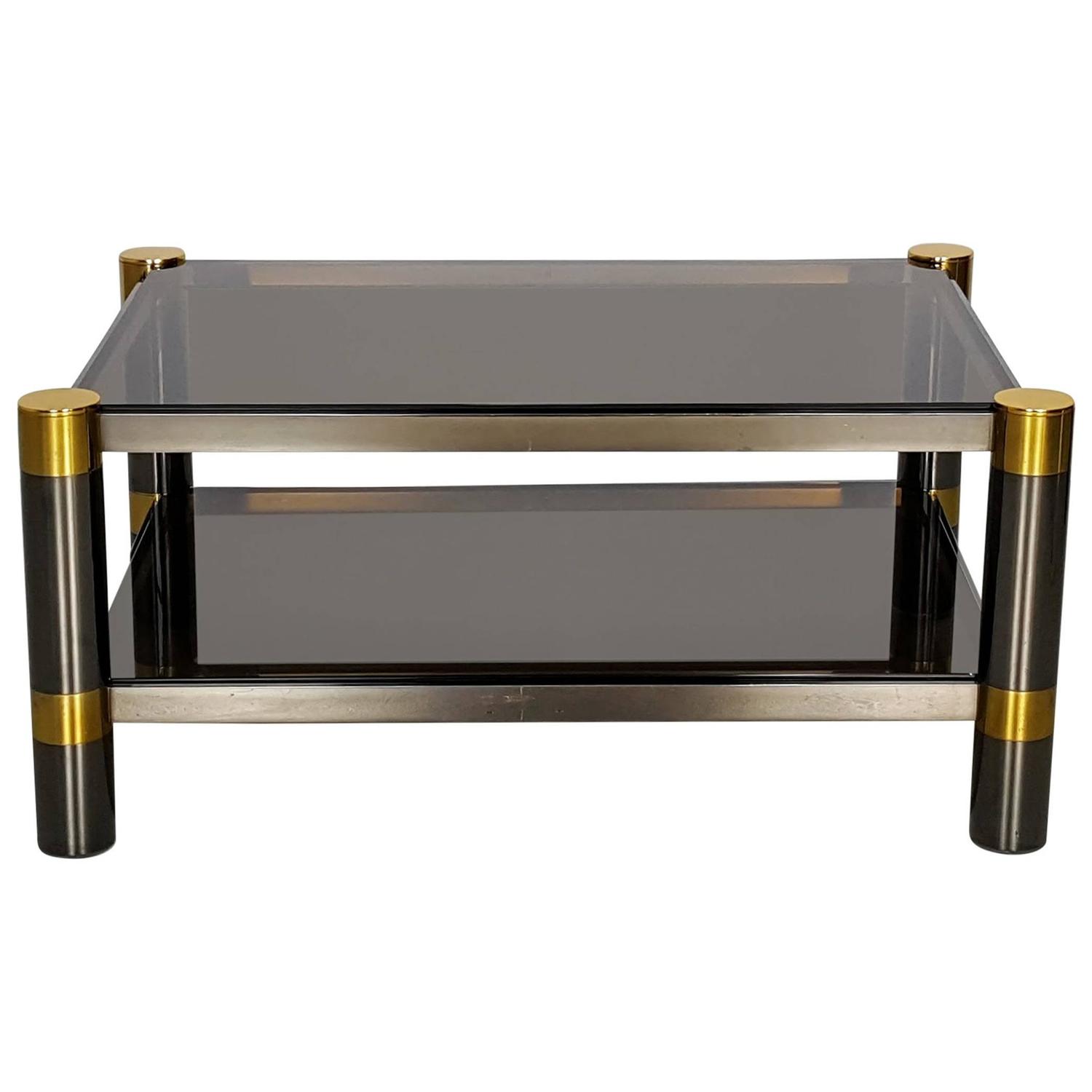 Karl Springer Coffee Table in Rare Gunmetal and Gold Tone Finish