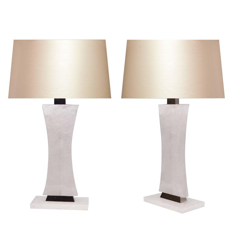 Pair of Modern Rock Crystal Quartz Lamps For Sale at 1stdibs