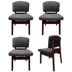 Set of Four Walnut Jens Risom Chairs 12