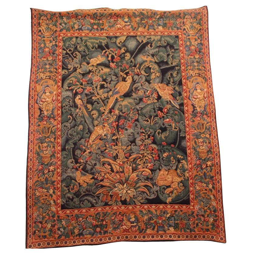 Vibrant French Tapestry Wall Hanging Verdure Audenarde