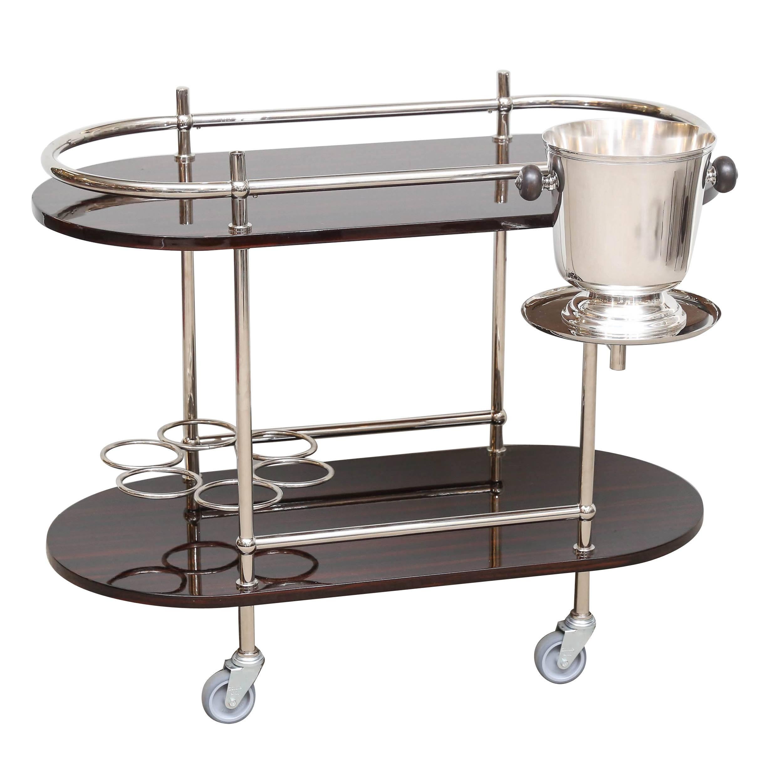 Art Deco Bar or Serving Cart with Ice Bucket (could be sold separately)
