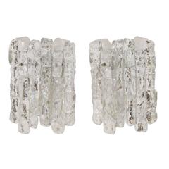 Pair of Petite Ice Glass Kalmar Sconces (2 Pairs Available) 12