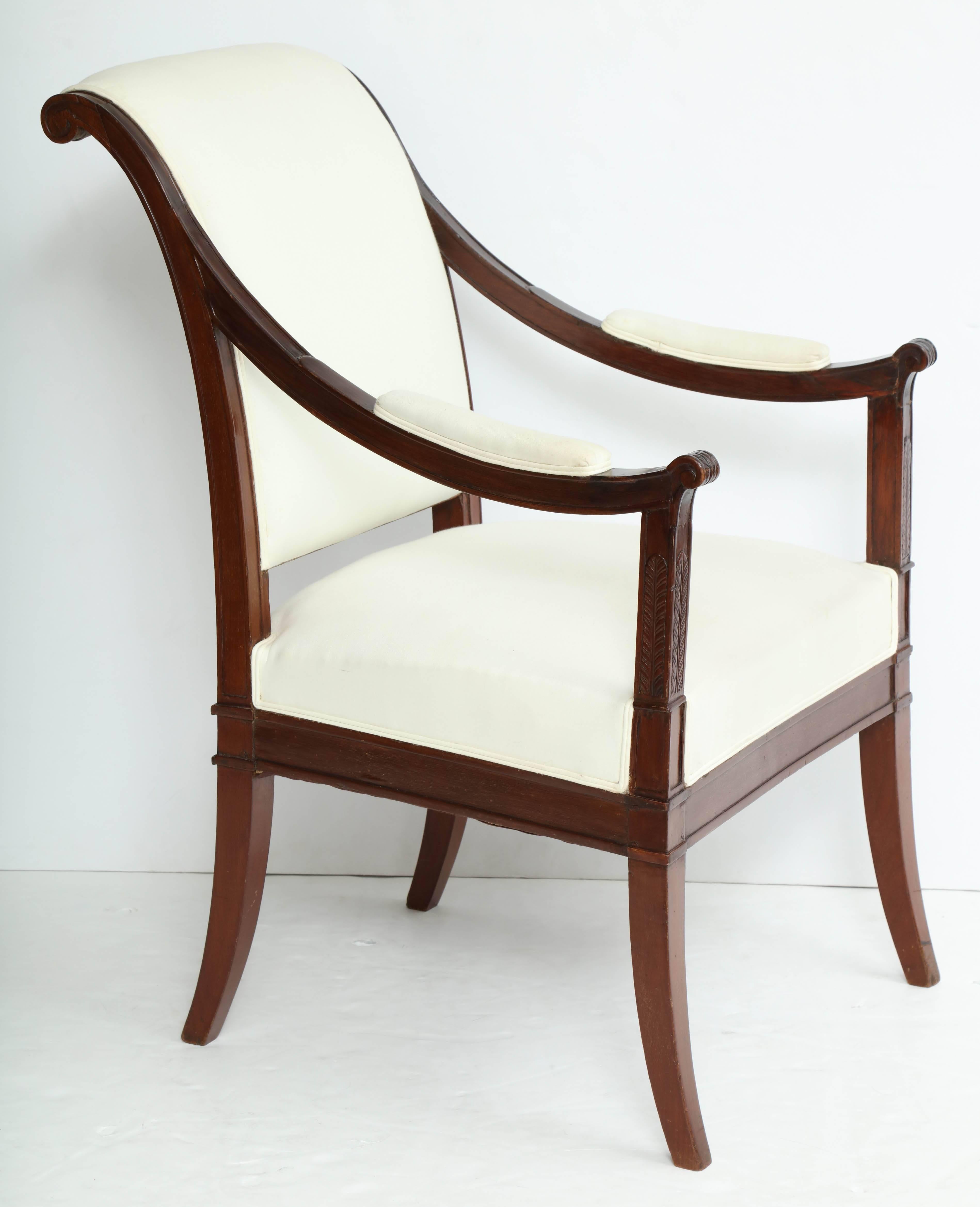 French Directoire Mahogany Fauteuil For Sale