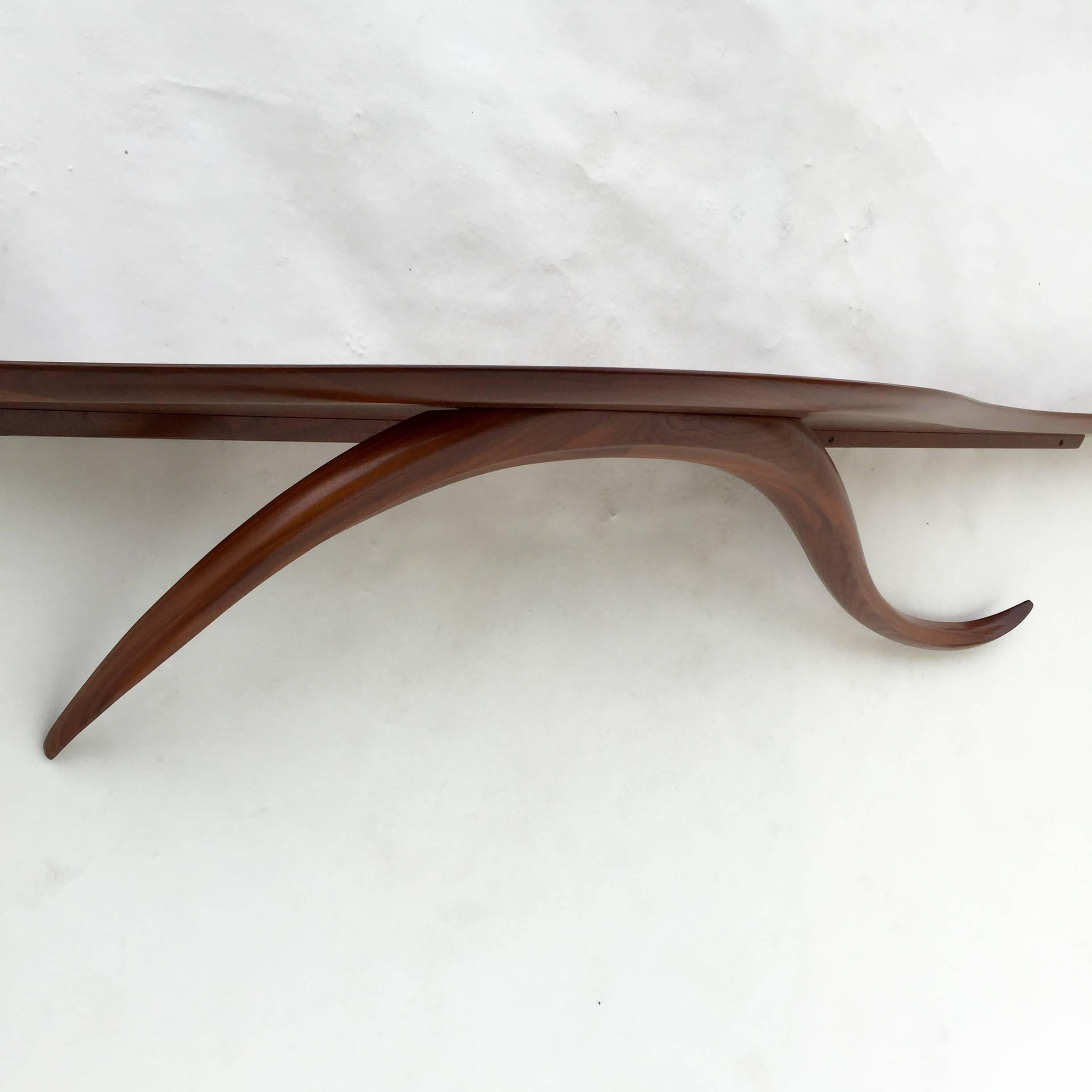 20th Century Floating Solid Walnut Console by Ray Leach