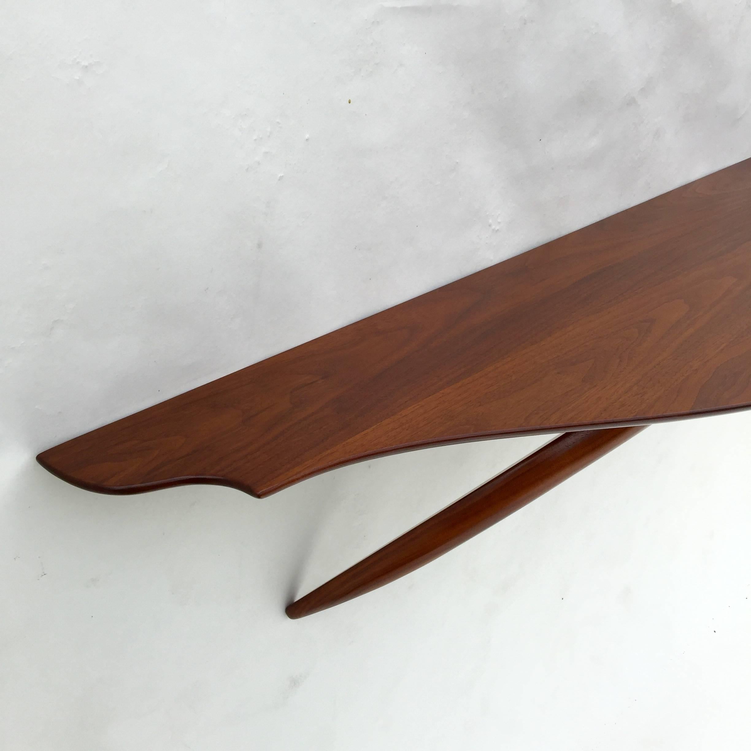 Floating Solid Walnut Console by Ray Leach 2