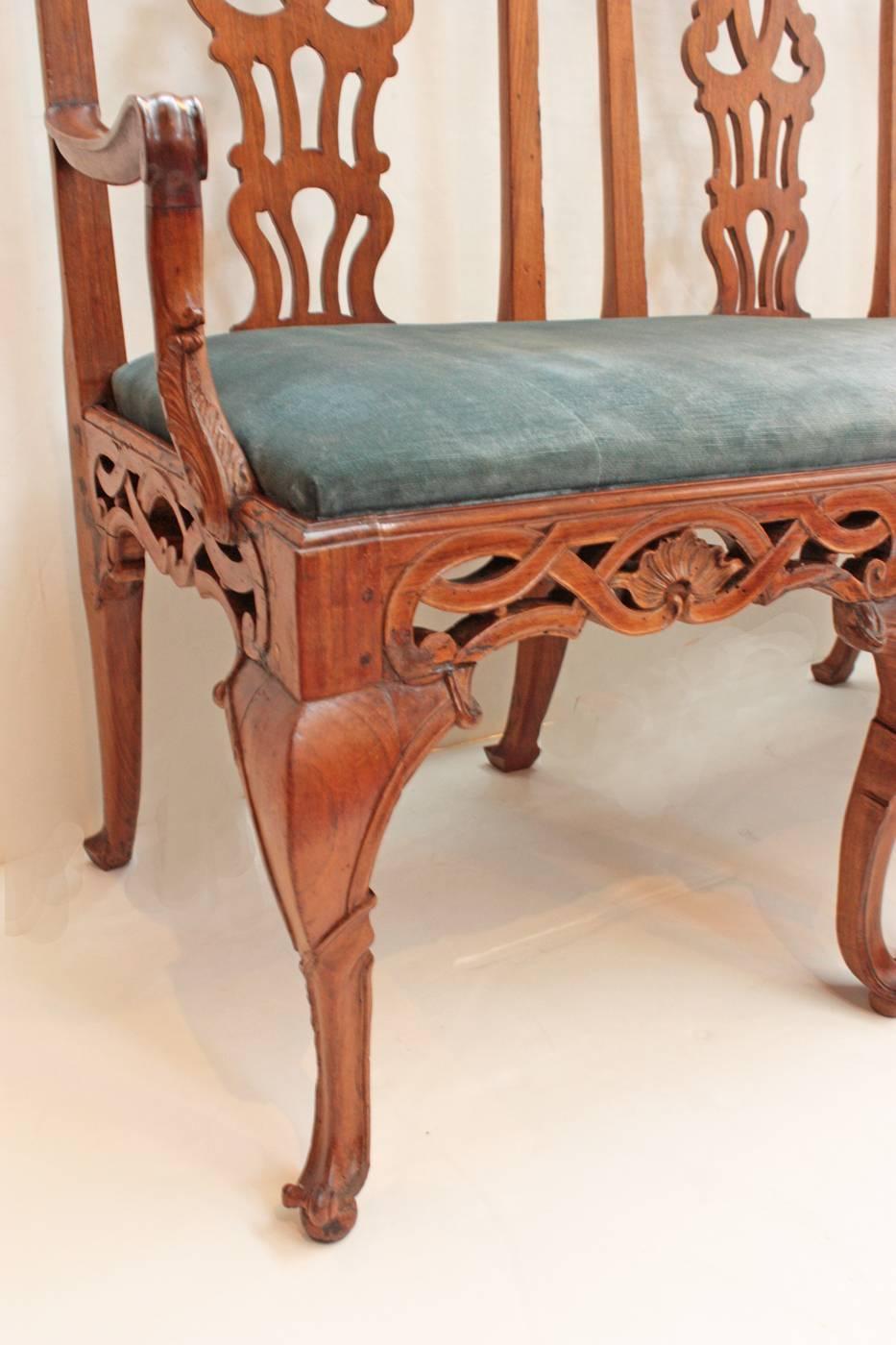 European Continental Walnut Chair Back Settee in the George II Taste