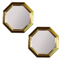 Pair of Octagonal Brass Frame Mirrors 10