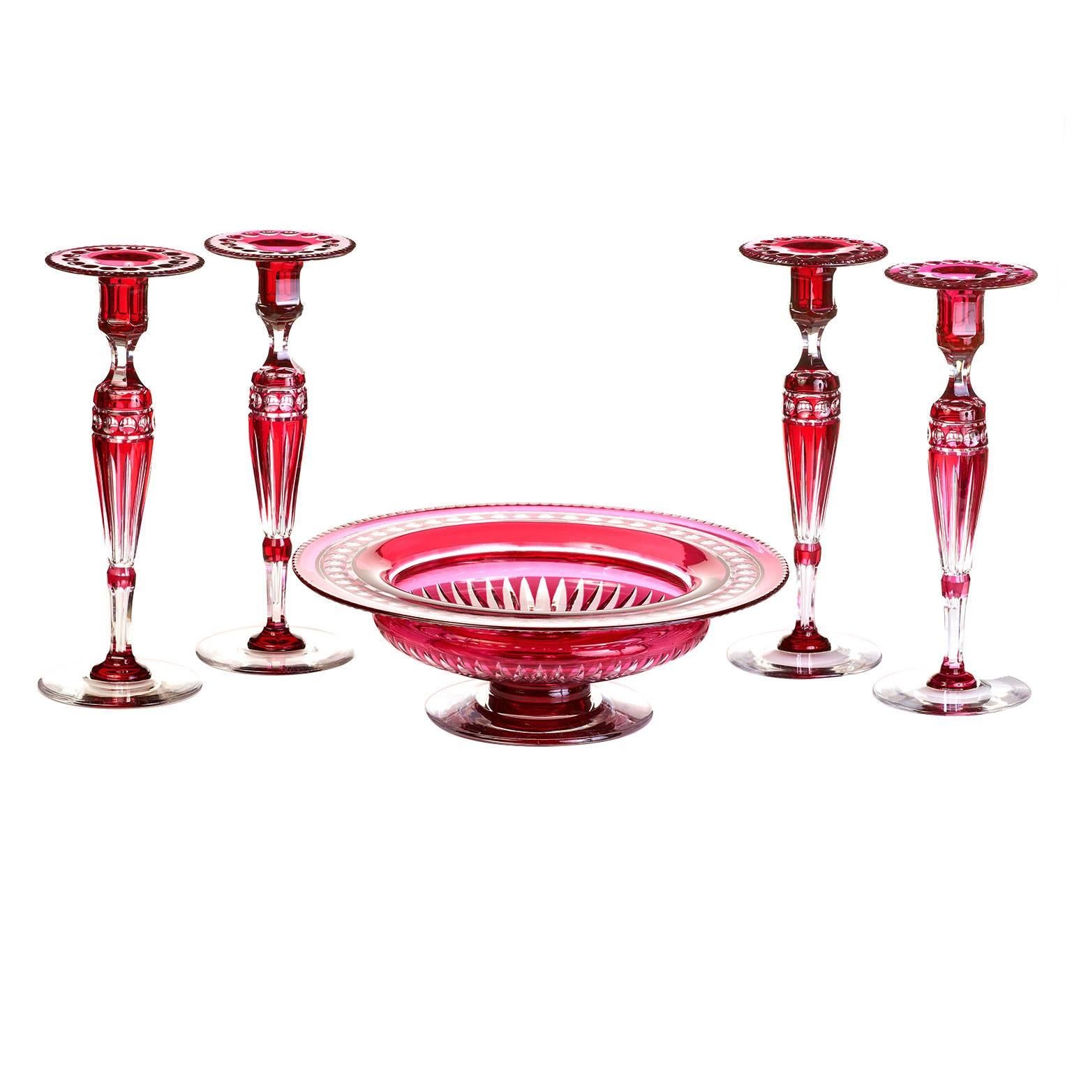 Rare Val St. Lambert 5-piece Centerpiece Set For Sale