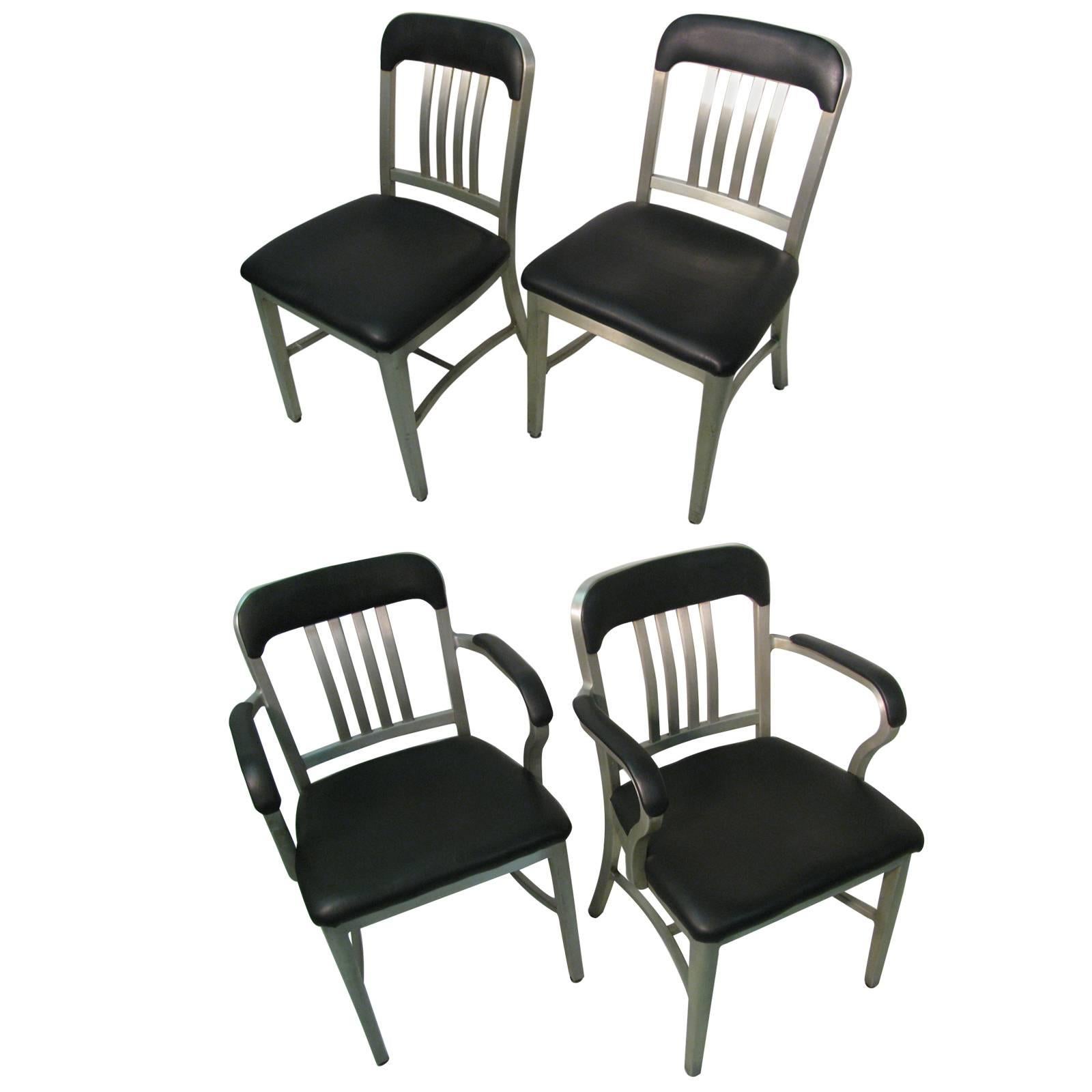 Set of Four Aluminum Mid Century GoodForm Dining Chairs by General Fireproofing