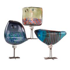 Italian Mid-Century Modern Art Glass "Pulcino" Birds by, Alessandro Pianon 