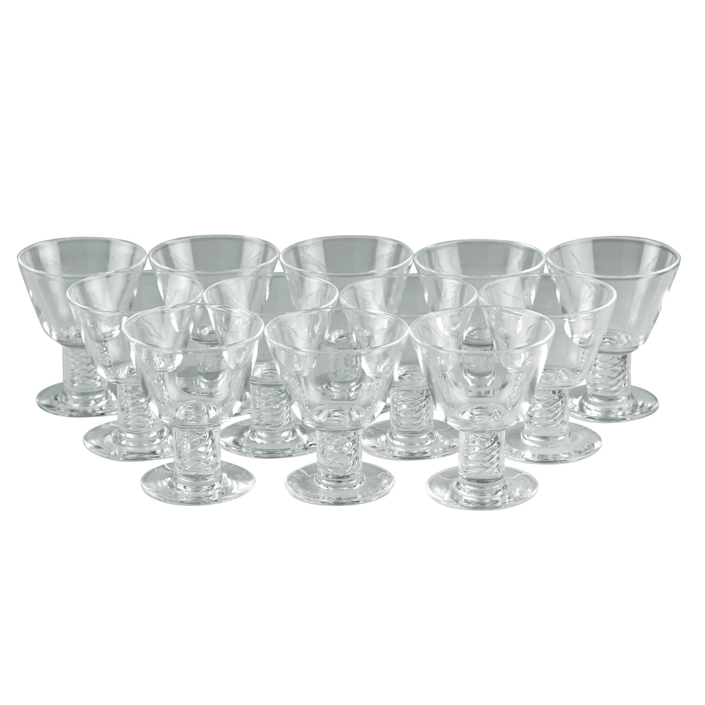 George Thompson for Steuben Air Twist Cocktail Glasses, Set of 12 in Shape 7917