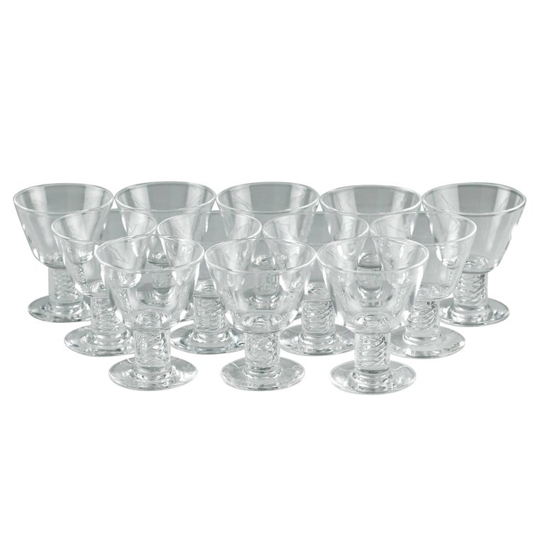 George Thompson for Steuben Air Twist Cocktail Glasses, Set of 12 in Shape  7917 at 1stDibs