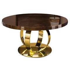 Dom Edizioni Italian modern Lacquered Wood and Brass Round Andrew dining Table