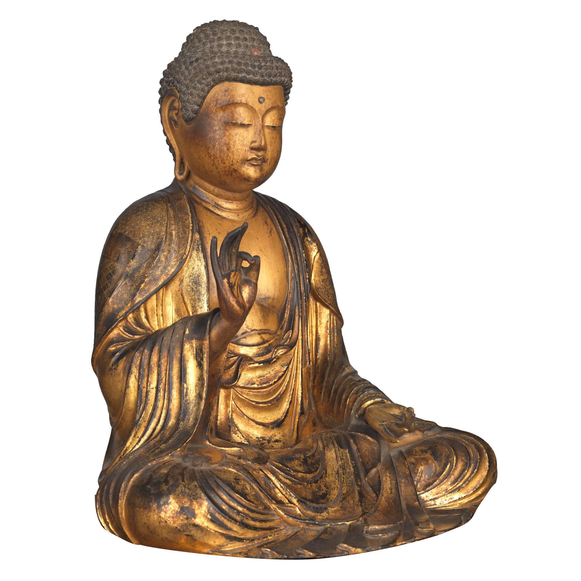 13th Century Giltwood Buddhist Figure For Sale