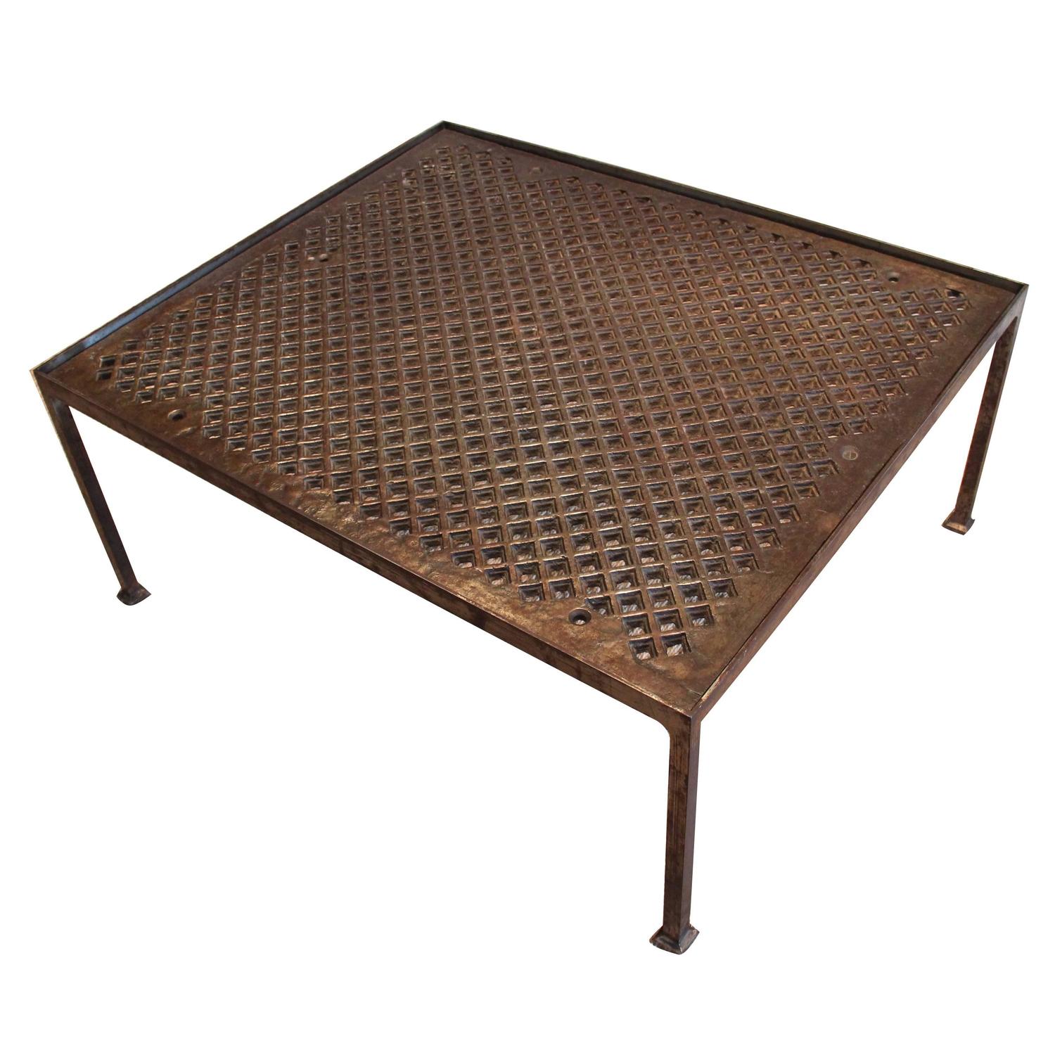 MidCentury Iron Industrial Grate Coffee Table, Circa 1960 For Sale at