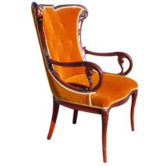 Grosfeld House Open Arm Rosewood Wingback Chair