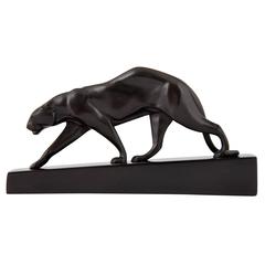 Art Deco Bronze Panther sculpture Maurice Prost, Susse Freres, 1925, L. 7.2 inch