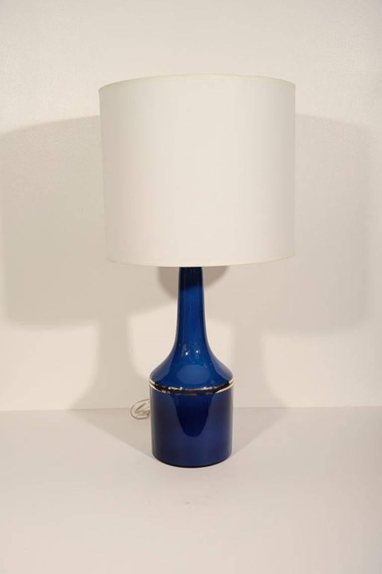 Scandinavian Modern Pair of Cobalt Blue Glass Lamps by Lyktan Haus
