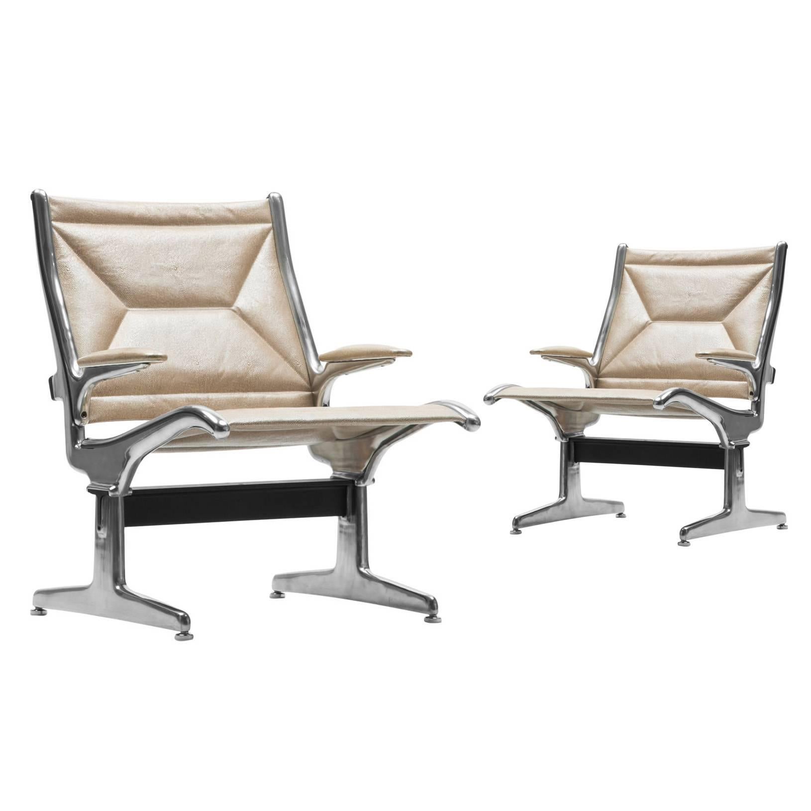 Eames for Herman Miller Tandem Sling Airport Chair in Cream Edelman Leather