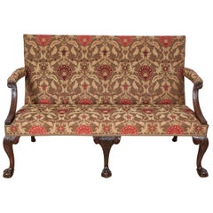 18th Century Settee, Mahogany Carved Cabriole Legs, 1750