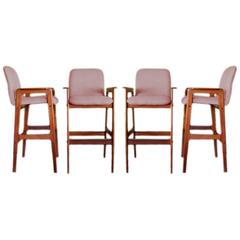 Rare Set of Four Teak Barstools by Benny Lindén