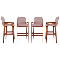 Rare Set of Four Teak Barstools by Benny Lindén