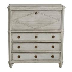 Antique Swedish Gustavian Fall-Front Secretary with Reeded Detail, 19th Century
