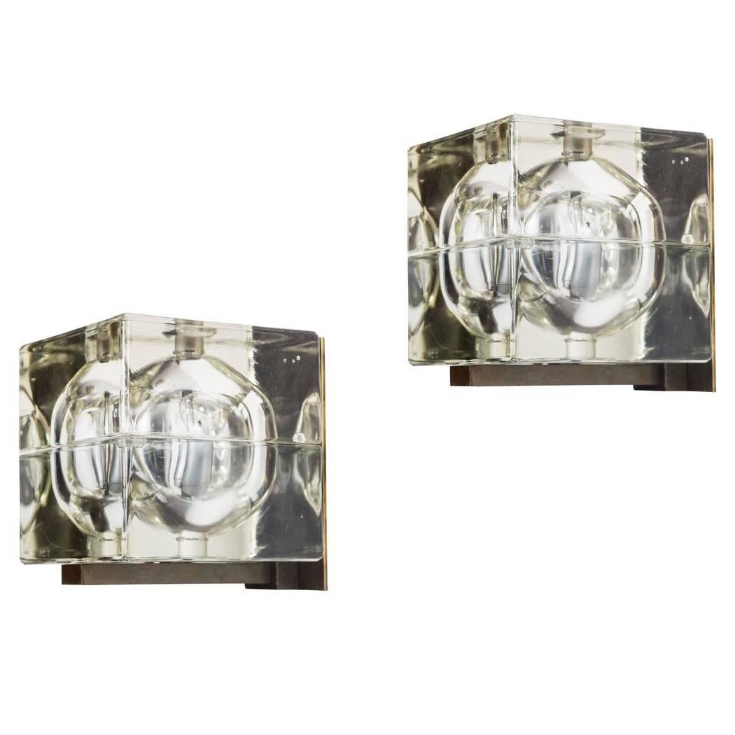 Pair of Glass 'Cubosfera' Sconces by Alessandro Mendini