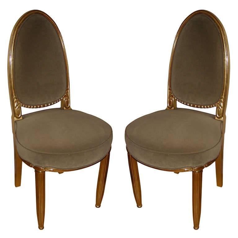 Pair of Gilded Chairs by Paul Follot For Sale