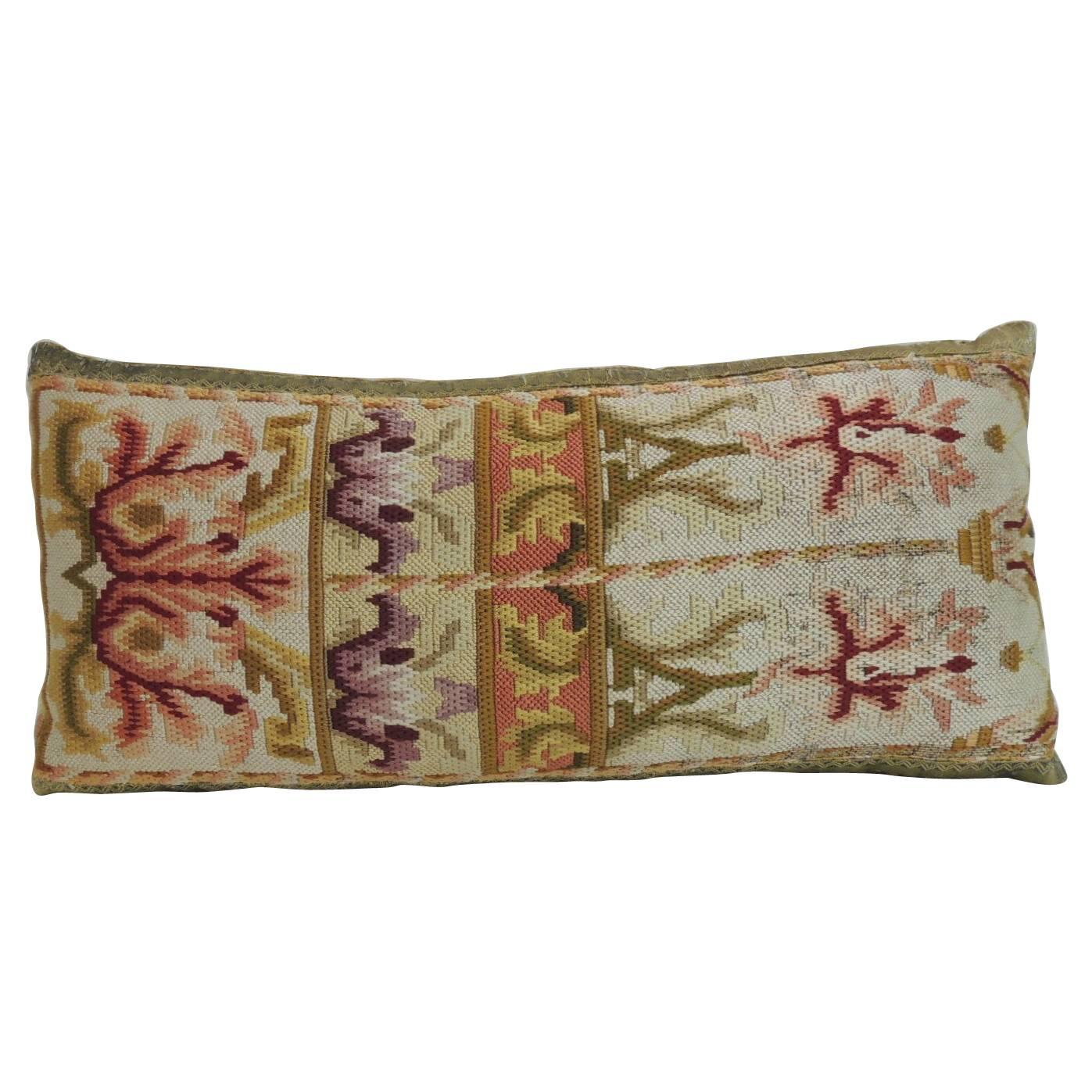 19th Century Orange and Gold Tapestry Decorative Lumbar Pillow