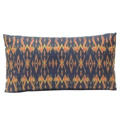 Antique Purple Silk Ikat Decorative Bolster Pillow