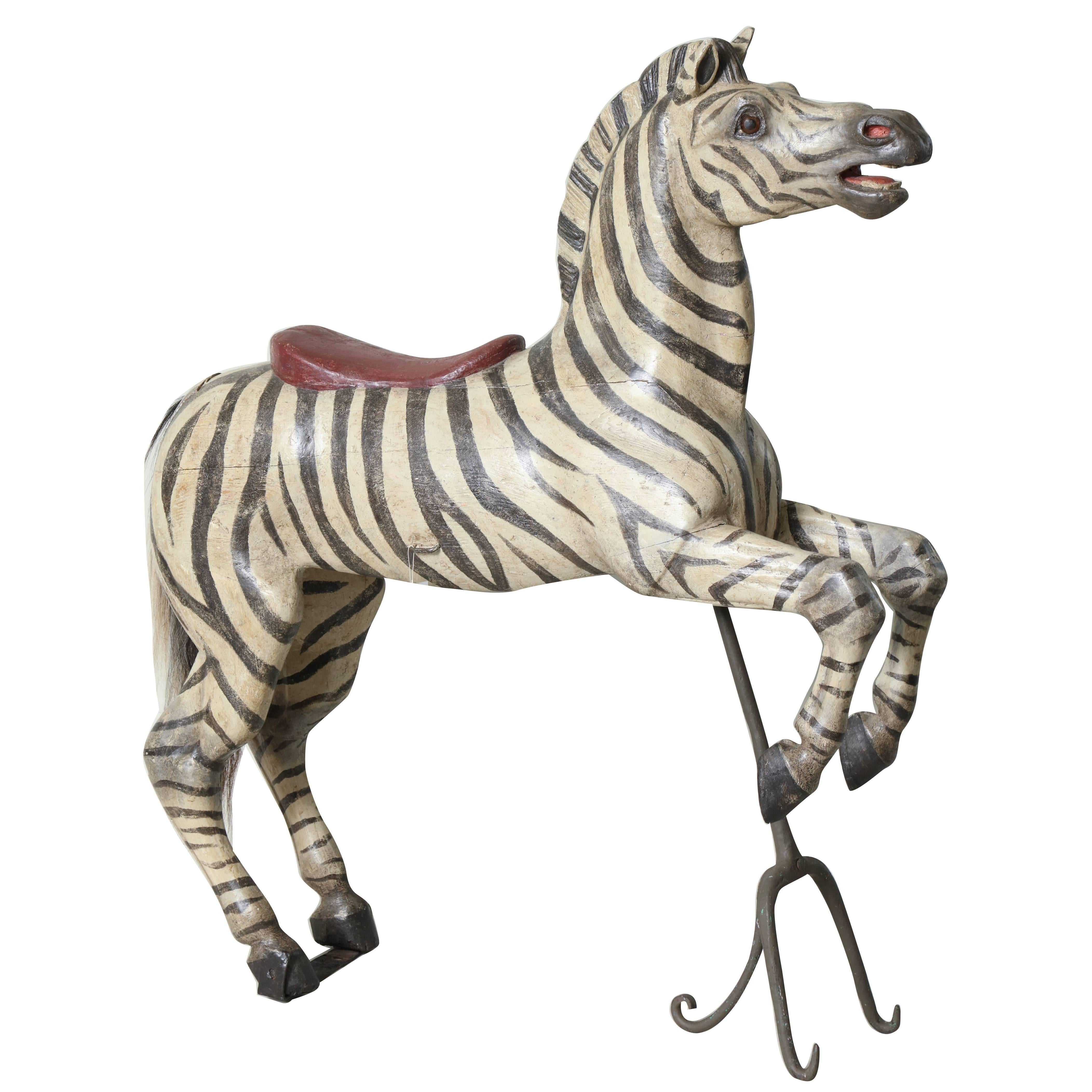 Exceptional Exotic Carousel Zebra by Karl Muller For Sale