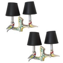Pair of French, 1950s Art Pottery Wall Lights 12
