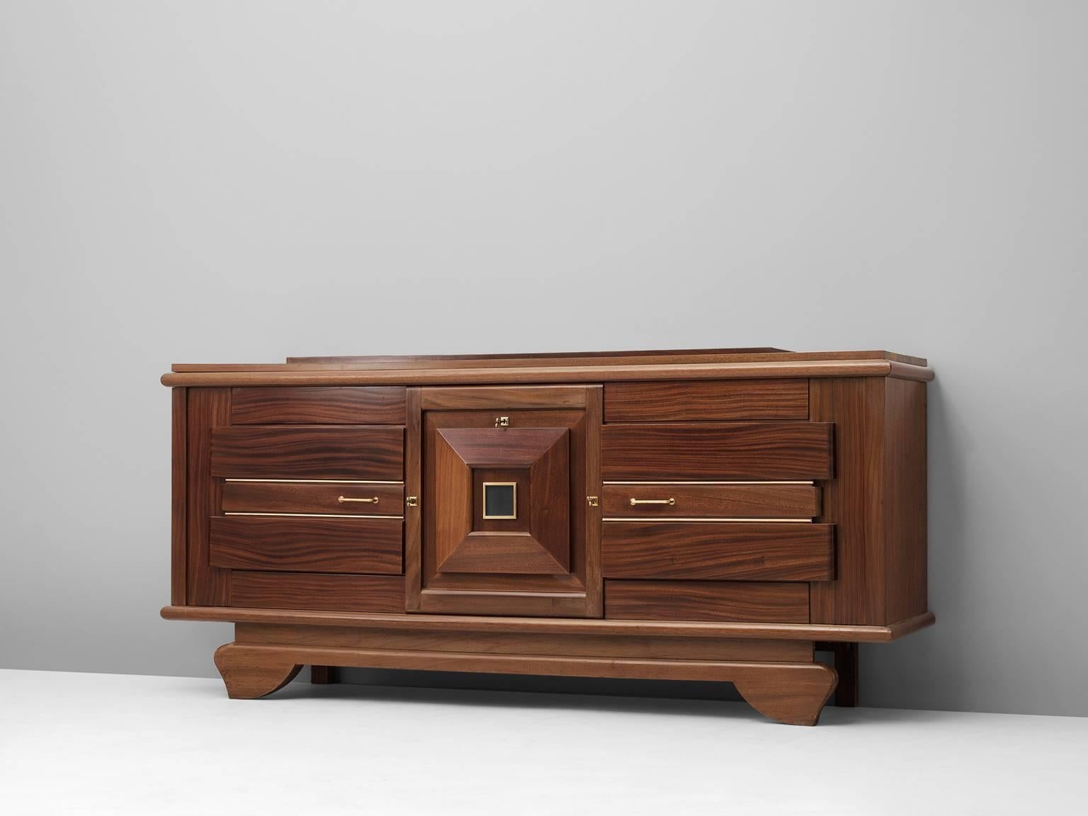 French Art Deco Credenza in Mahogany 