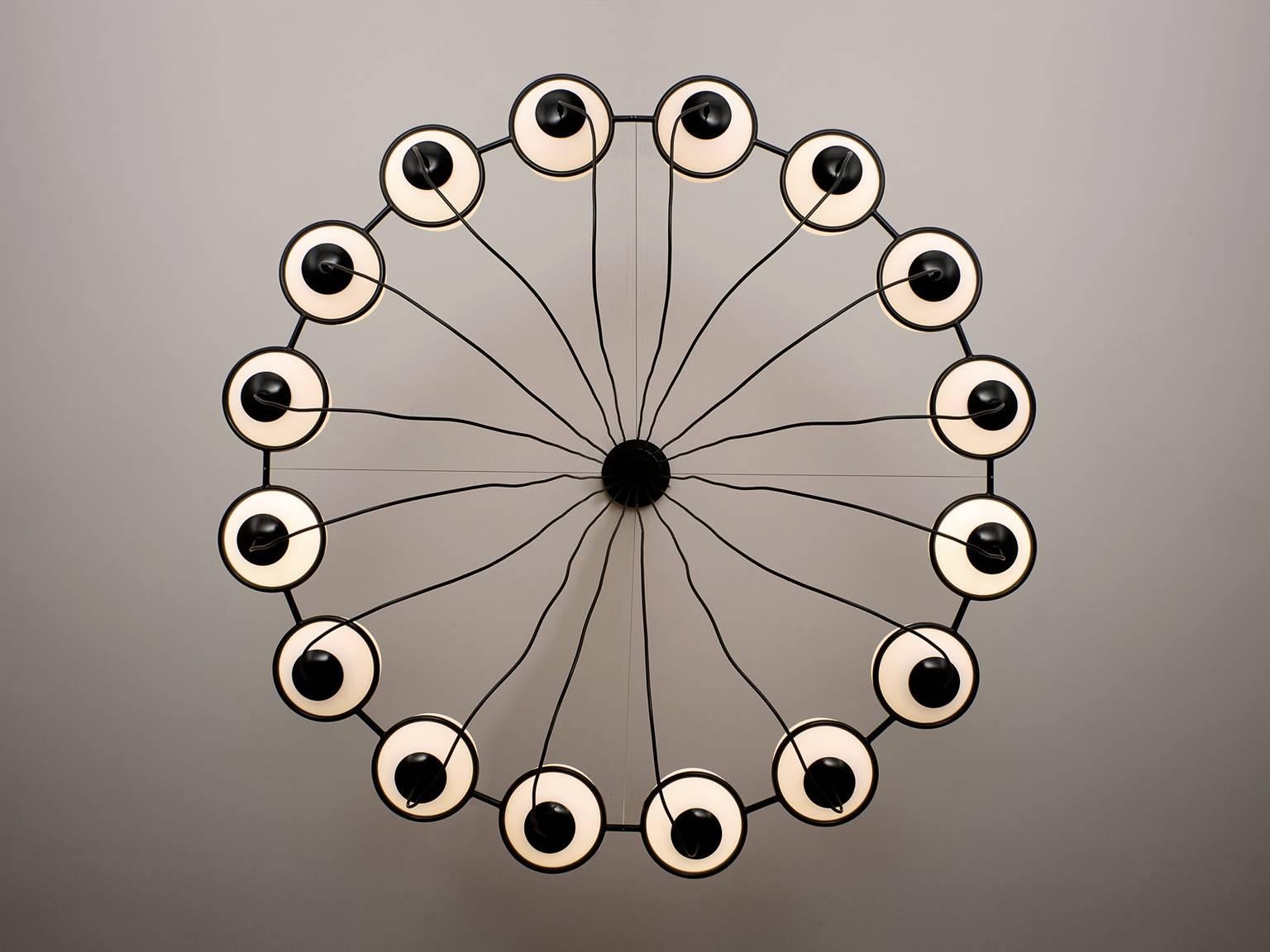 European Large Chandelier with 16 Glass Spheres