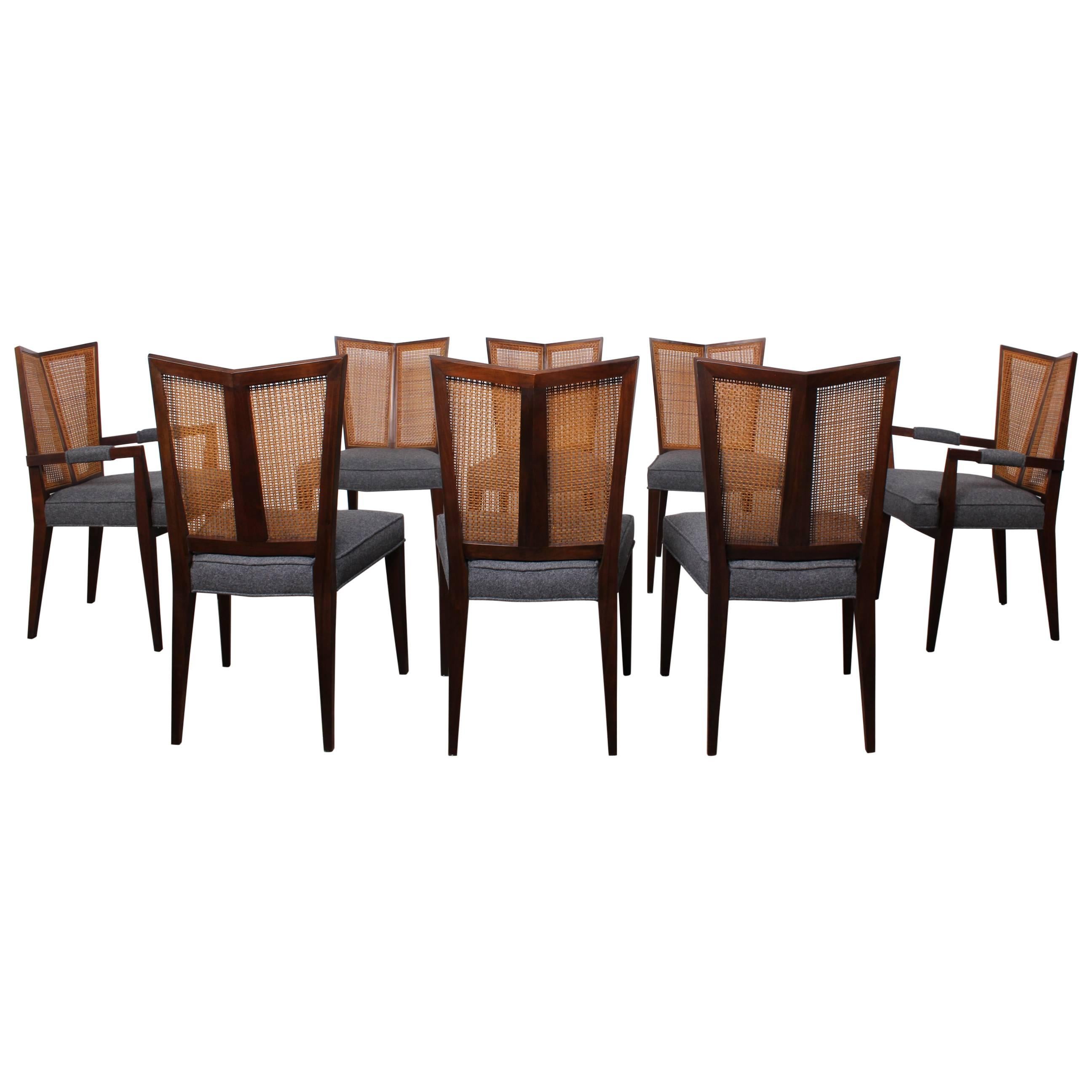 Eight V-Back Dining Chairs by Baker