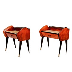 Vintage Mid Century Modern  Pair of Rosewood Nightstands Bed Side Tables Made in Italy