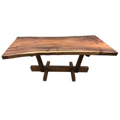 George Nakashima Style Conoid Dining Table With Free Edge Top