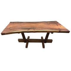 George Nakashima Style Conoid Dining Table With Free Edge Top 9
