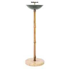 Vintage Austrian Brass, Bamboo and Stone Ashtray Stand, 1950s