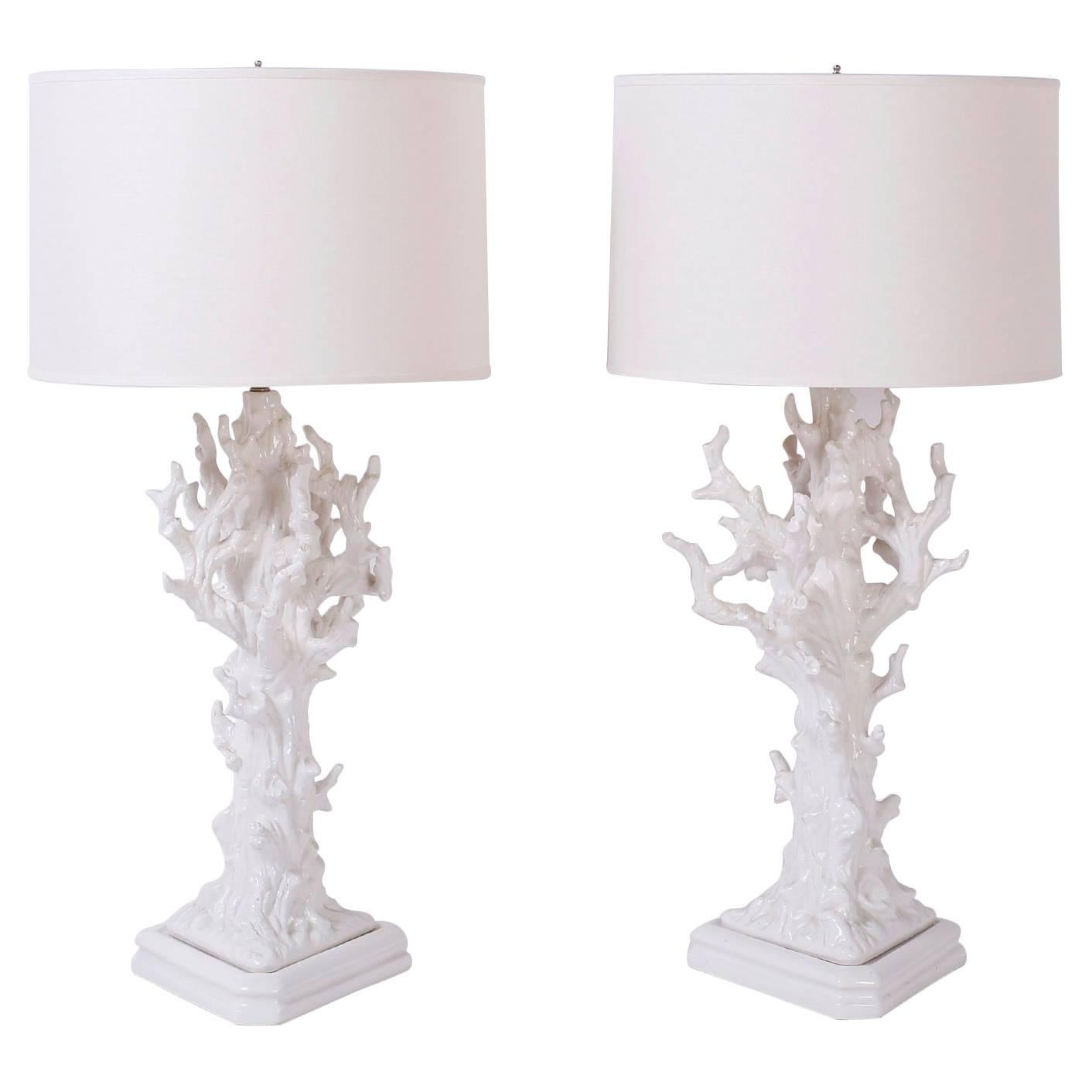 Pair of Faux Coral Table Lamps