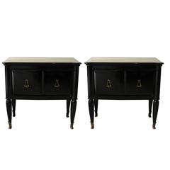 Pair of Black Lacquered Side Cabinets
