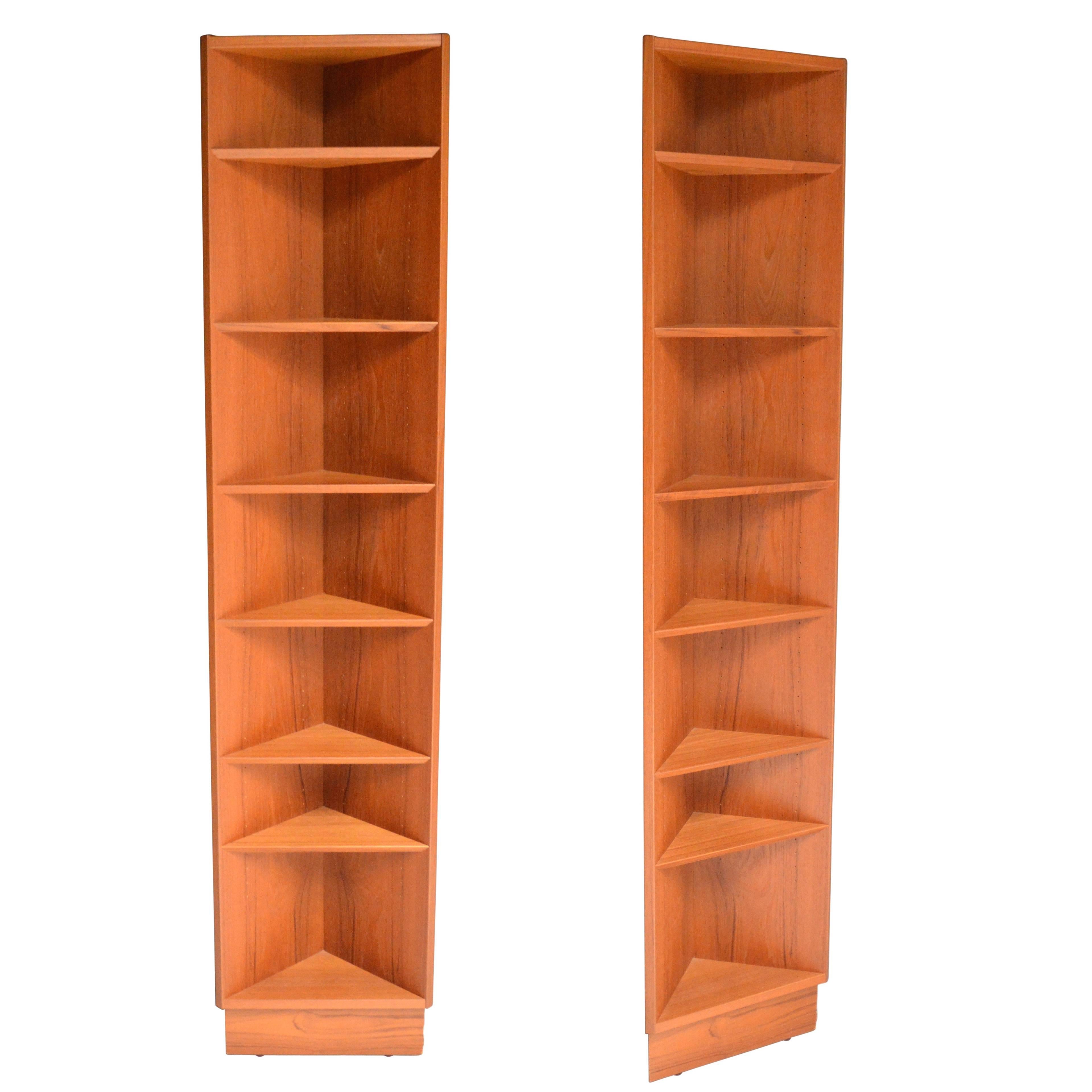 Pair of Teak Corner Shelves