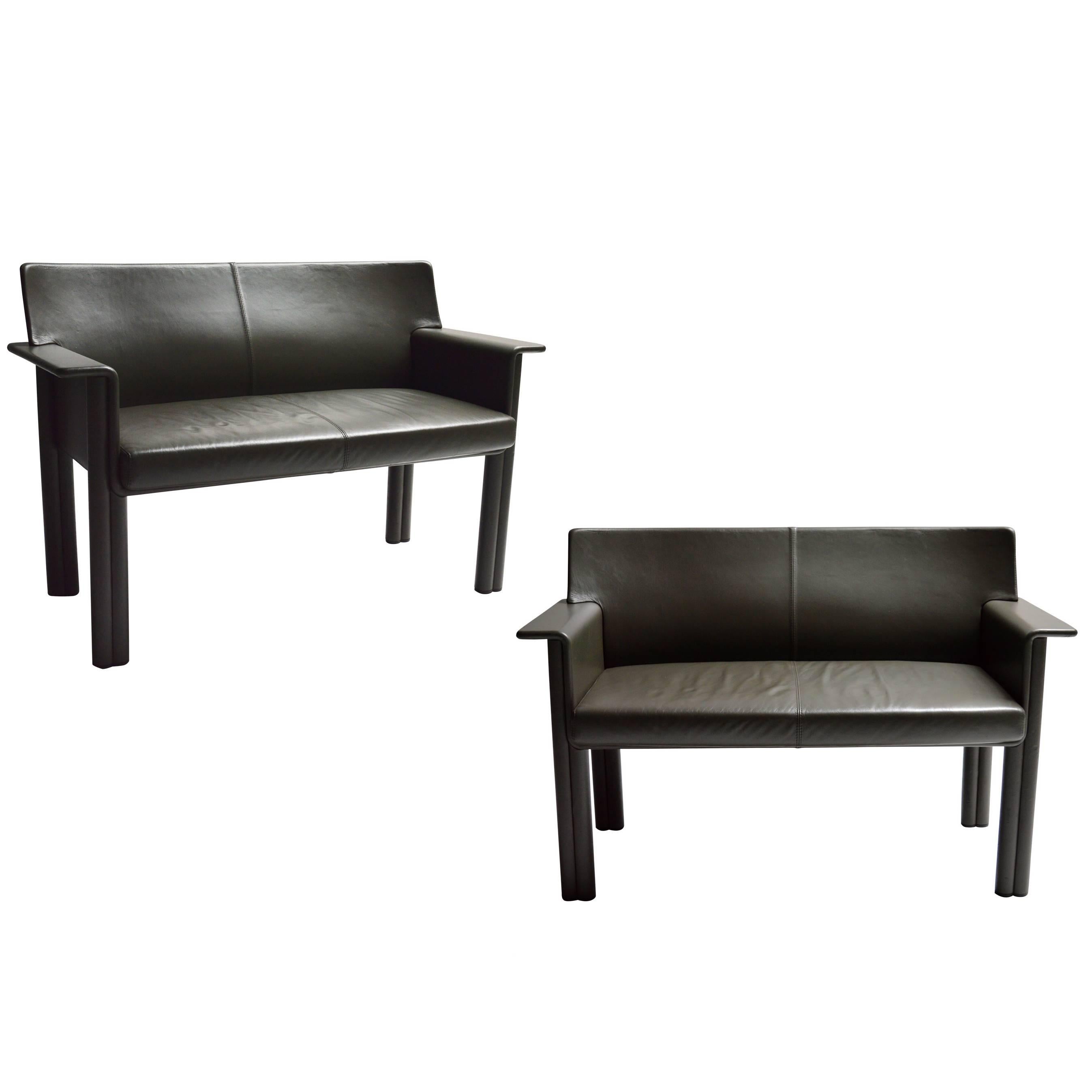 Pair of Tobia Scarpa Leather Settees