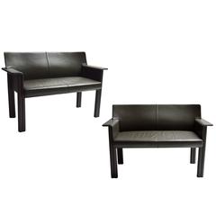 Pair of Tobia Scarpa Leather Settees 10